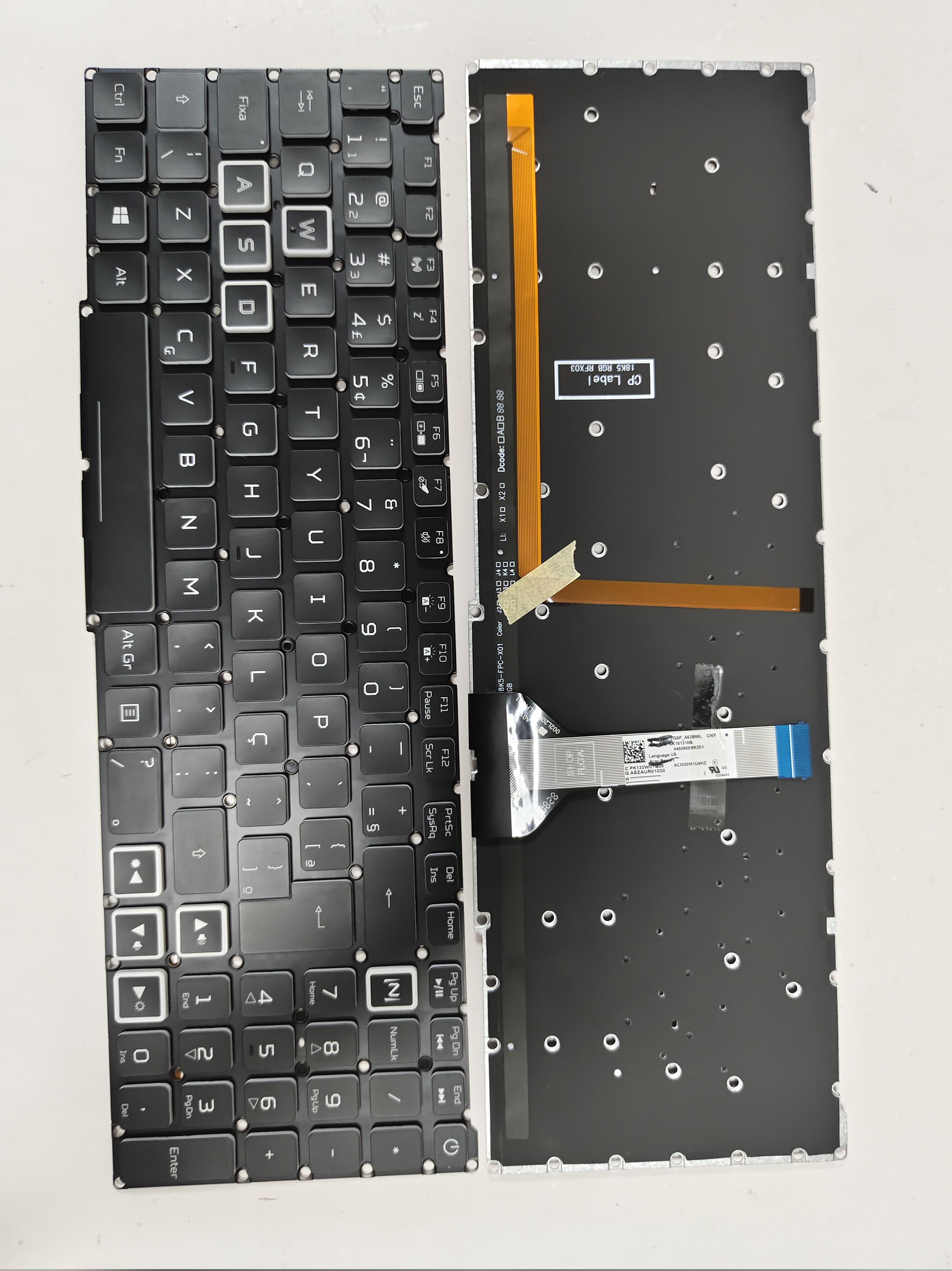 Picture of New Replacement Laptop Keyboard For ACER AN515-57/AN515-45 Colorful backlight BLACK Backlit,White Side (OEM) BR Layout